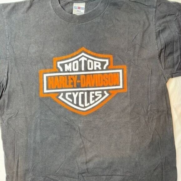 Jerzees Harley Davidson Black Tee Shirt Spain Double Sided Biker Grunge Sz L - Picture 6 of 7
